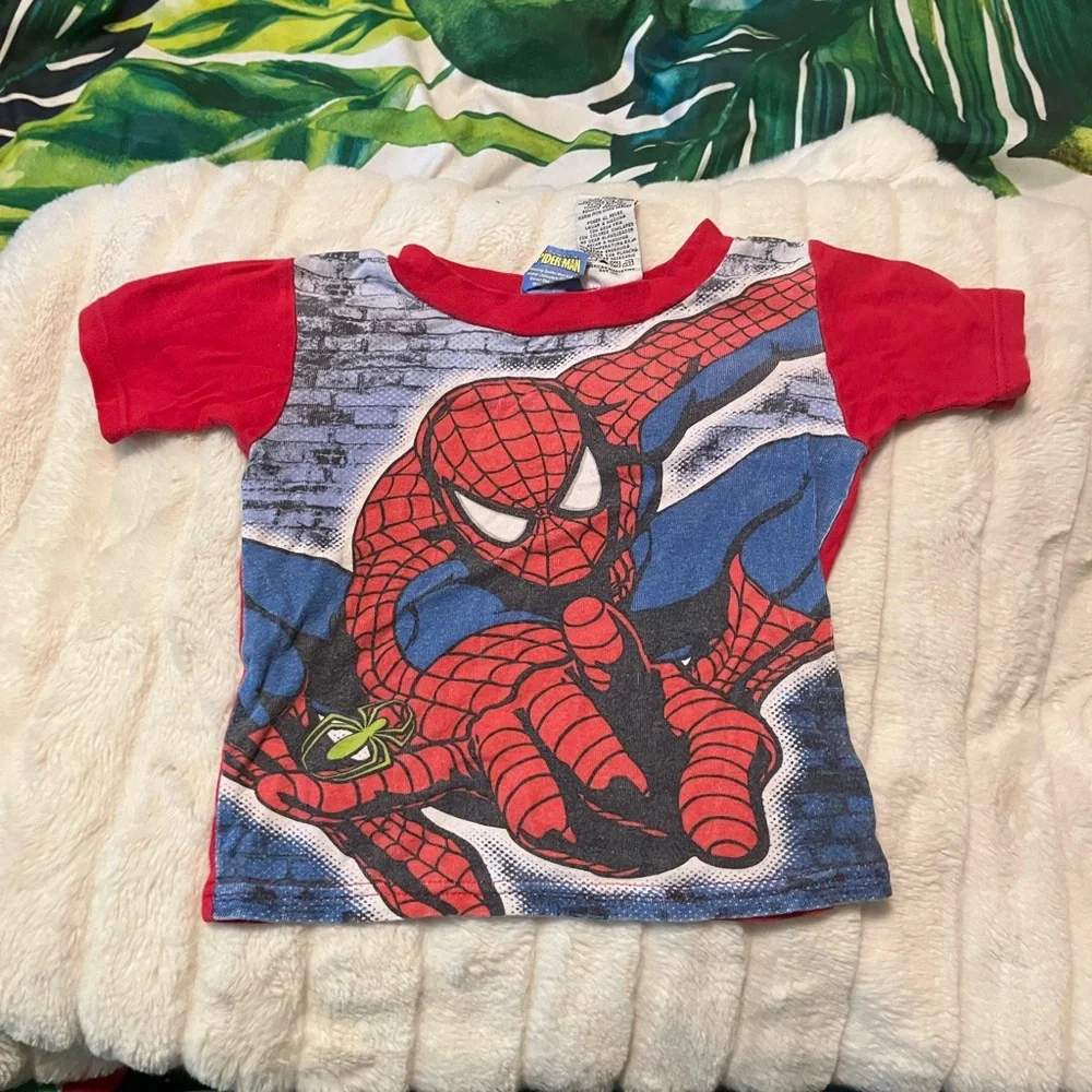 VTG Y2K Marvel Amazing Spider-Man Classic Pajama Unisex Kids Sz 4 Cartoon PJ Top